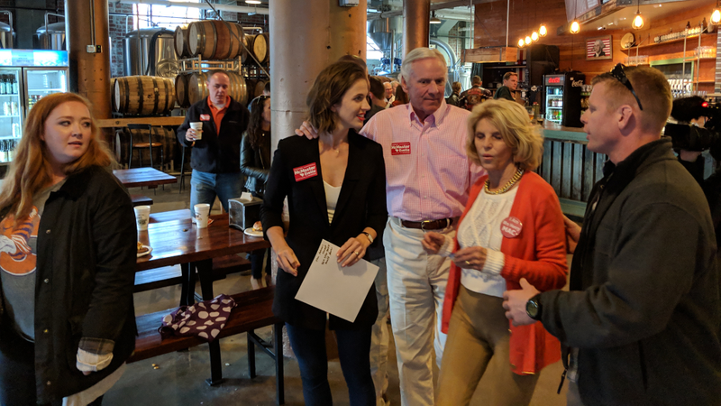 McMaster, center, at 13 Stripes Brewery.